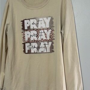 Women’s Beige Graphic Long Sleeve Sweatshirt